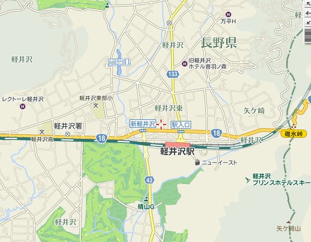 軽井沢駅周辺の地図