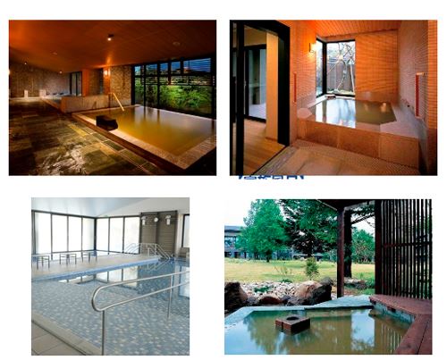 那須温泉　ホテルハーヴェスト那須のコテージ源泉かけ流しの温泉と温水プールがあります